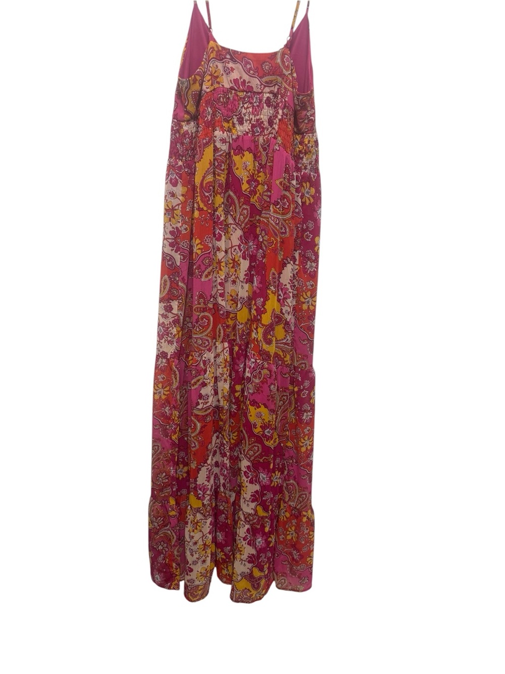 energie Women's Pink Paisley Maxi Sundress with Spaghetti Straps